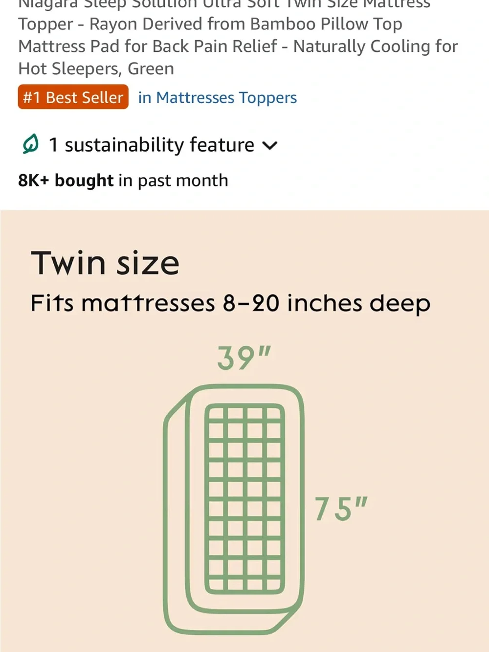 Ultra-Soft Mattress Topper - Green twin xl